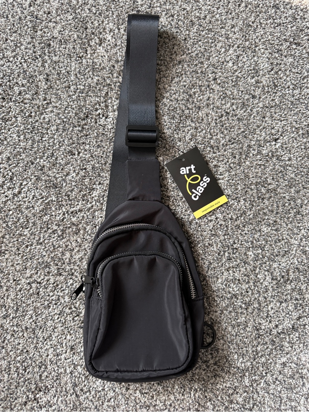 art class Black Nylon Sling Bag with Adjustable Strap- Kids
